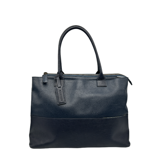 MOTHERHOUSE マザーハウス トートバッグ 鞄 レザー 本革 ネイビー 花柄 通勤 お出かけ 中古 W４