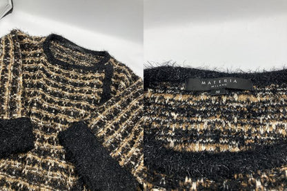 MATERIA MILANO マテリア ミラノ ラメ ツイード柄 ポンチョ 中古 4
