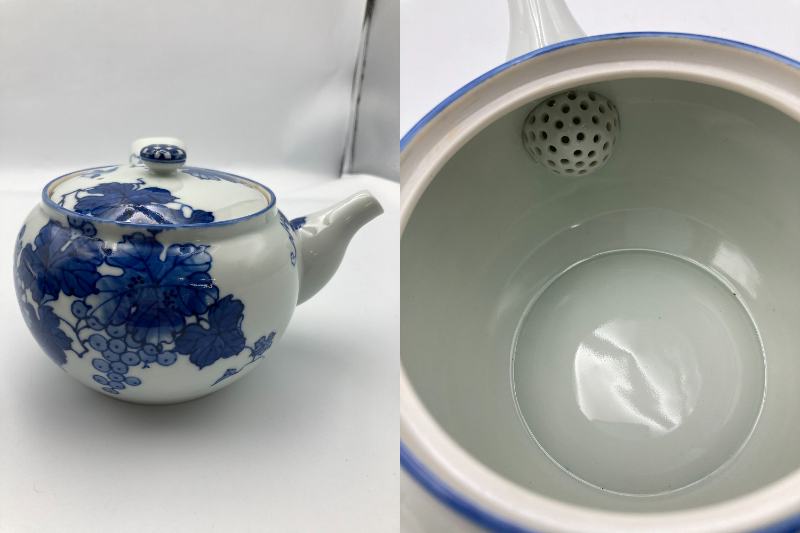 洛東窯 平安賀善 (北村 賀善) 染付葡萄文 茶器 中古 4