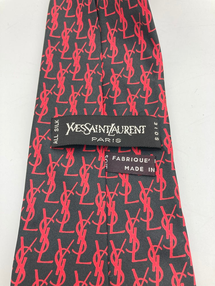 YVES SAINT LAURENT イヴサンローラン 総柄 シルク ネクタイ 中古 4