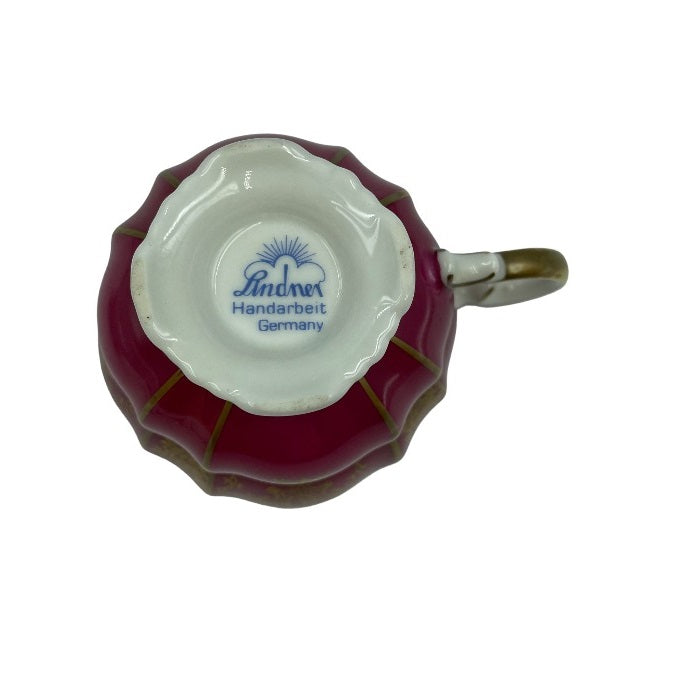 Lindner リンドナー デミタスカップ&ソーサー レッド 中古 1