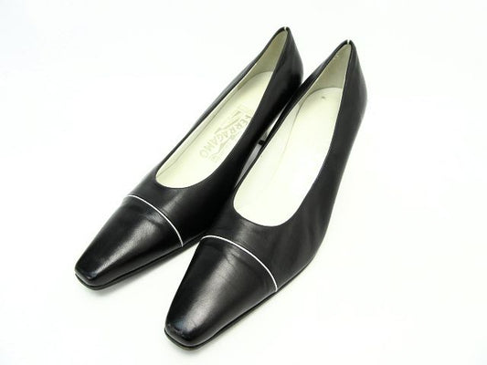 Salatore Ferragamo/サルヴァトーレ フェラガモ モノトーンレザーパンプス 約25cm 中古 1