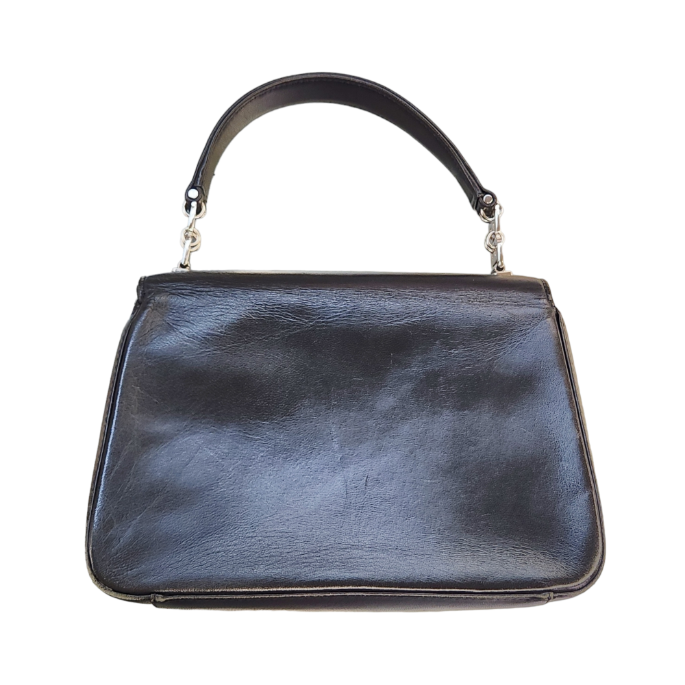 BALLY バリー レザー フォーマル ハンドバッグ レディース ブラック 冠婚葬祭 シルバー金具 中古 1