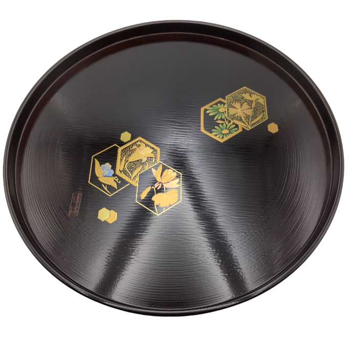 天然木 丸盆 古代朱 つれづれ 中古 4