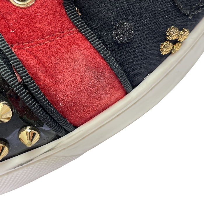 Christian Louboutin クリスチャンルブタン スタッズ ハイカットスニーカー 約25cm 中古  スパイク レッド ブラック 40 メンズ ブランド 靴 おしゃれ