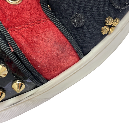 Christian Louboutin クリスチャンルブタン スタッズ ハイカットスニーカー 約25cm 中古  スパイク レッド ブラック 40 メンズ ブランド 靴 おしゃれ