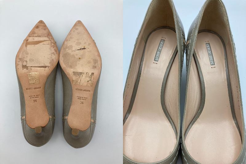 GIORGIO ARMANI ジョルジオアルマーニ CEMENTO NUDO レザー パンプス 中古 4