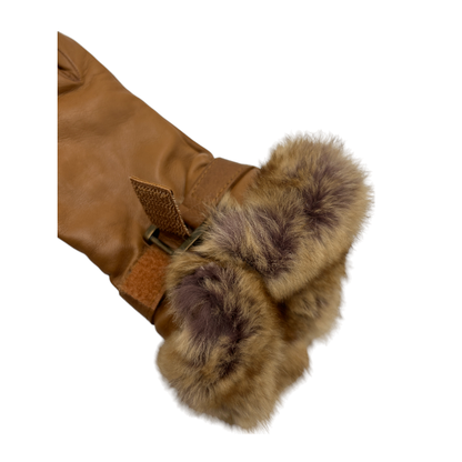 Sermoneta gloves サーモネータ グローブ レザー カシミヤ 手袋 レディース 冬 おしゃれ かわいい ブラウン 中古 W４