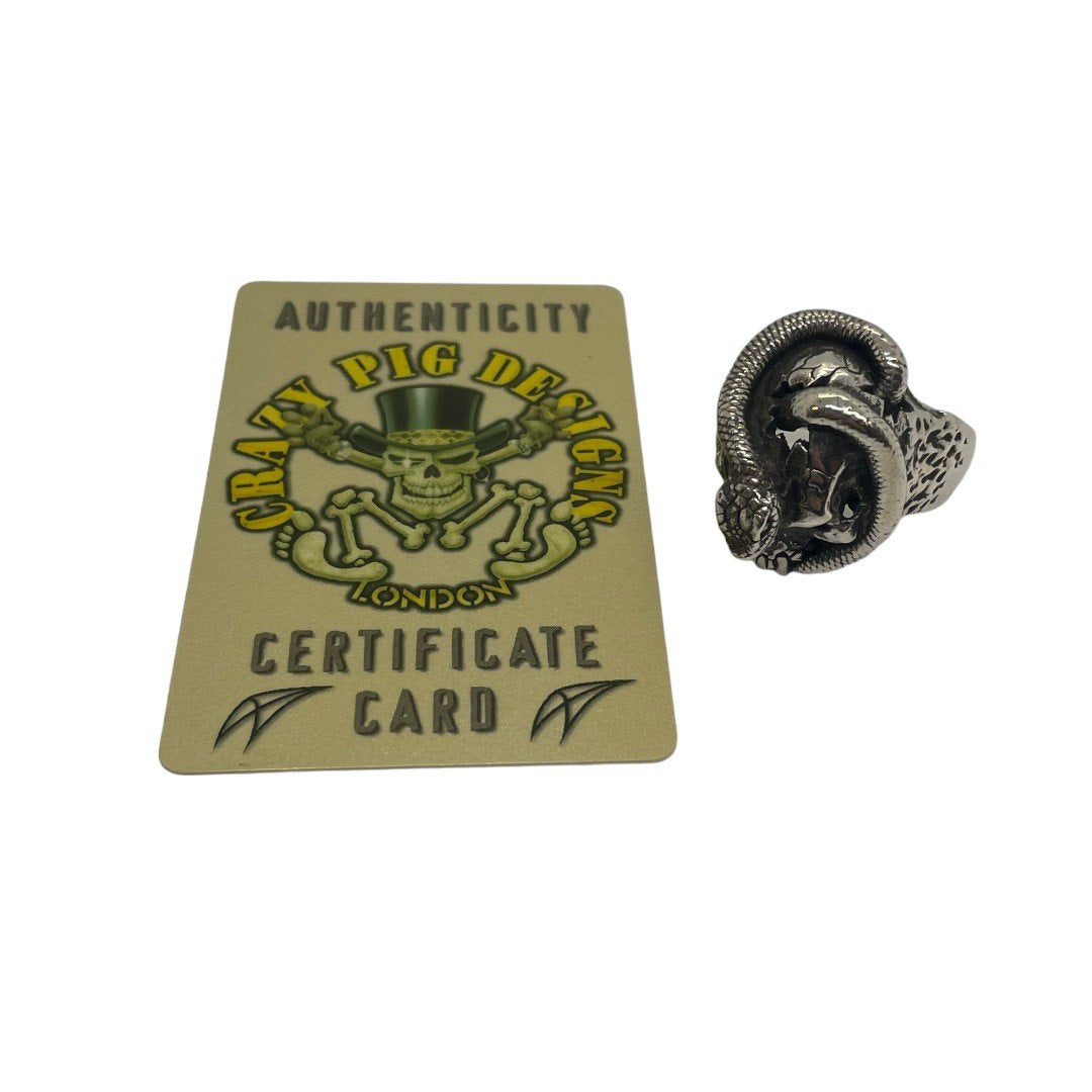 CRAZY PIG クレイジーピッグ SKULL&SNAKE RING メンズ 22号 中古 IT1