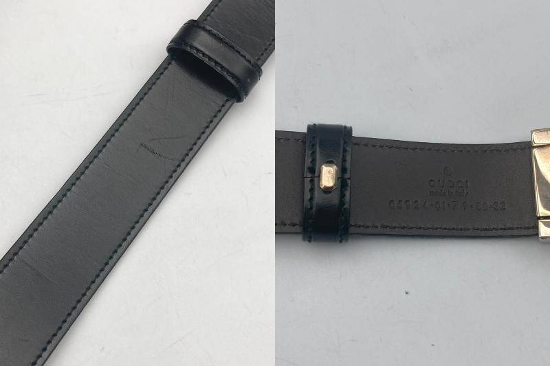 【中古】 GUCCI グッチ レザーベルト 75.5～80.5cm 05924 ブラック D4