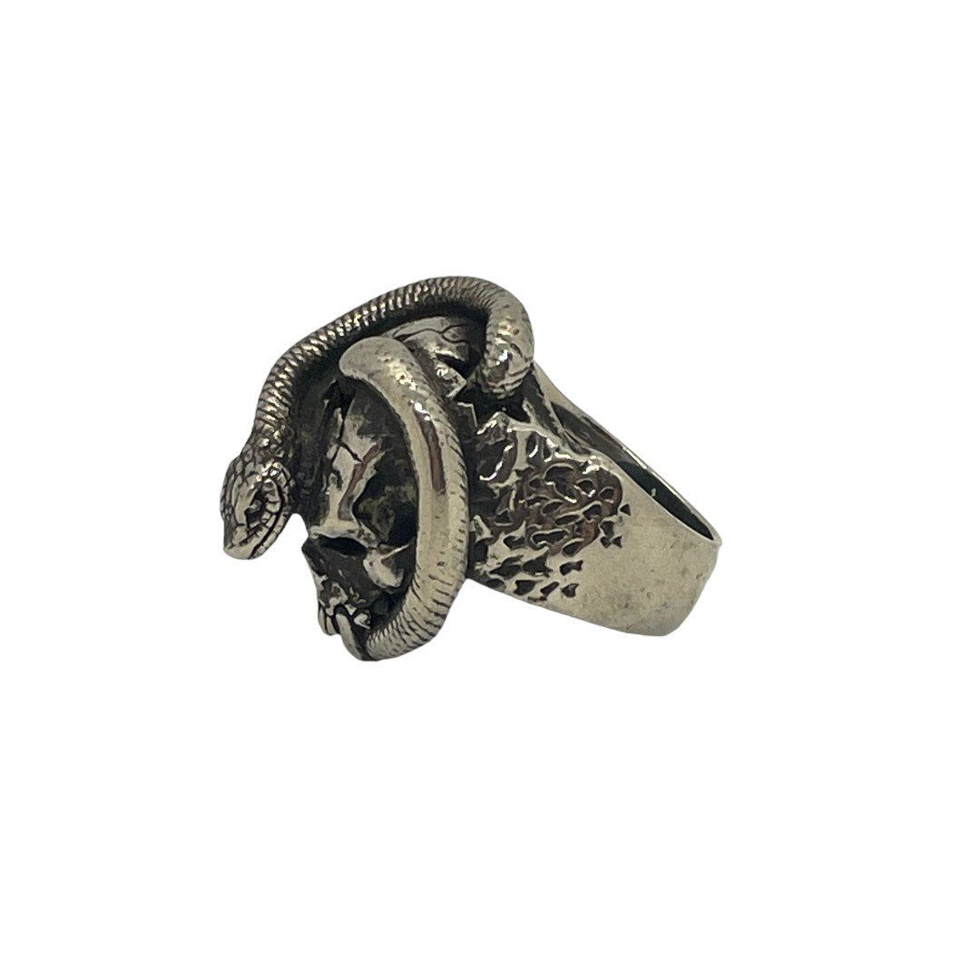 CRAZY PIG クレイジーピッグ SKULL&SNAKE RING メンズ 22号 中古 IT1