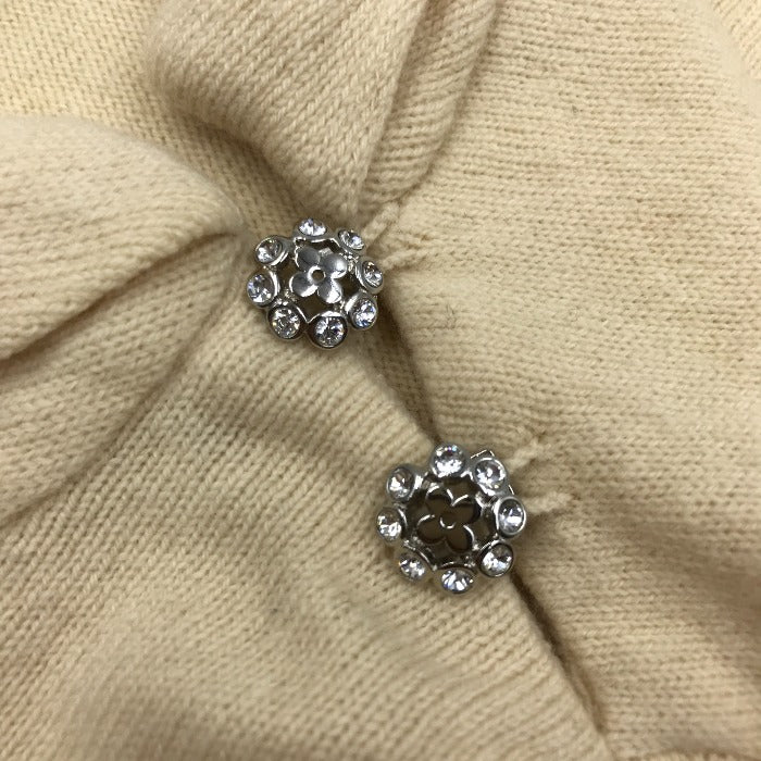LOUIS VUITTON ルイヴィトン カシミヤ混ニット レディース L ベージュ セーター モノグラムフラワー 中古 1