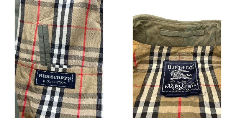 Burberry's バーバリー 裏地チェック柄 ステンカラーコート レディース カーキグリーン サイズ不明 丸善別注 MARUZEN アウター 秋 冬 春 中古 W４