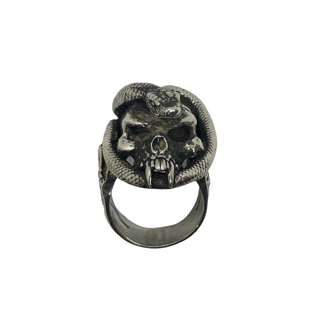 CRAZY PIG クレイジーピッグ SKULL&SNAKE RING メンズ 22号 中古 IT1