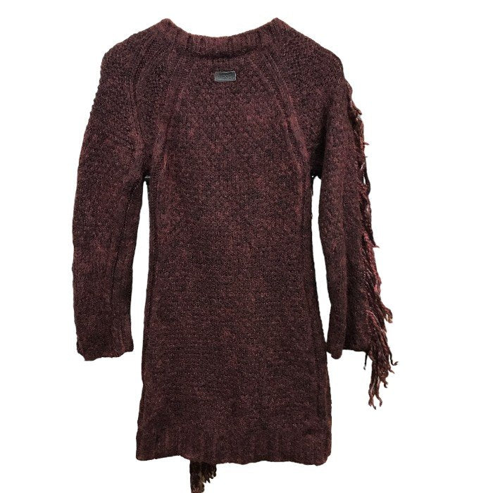 DIESEL ディーゼル フリンジ モヘヤニット チュニックワンピース レディース 秋冬 フリンジ モヘヤニット ダークレッド XS 中古 1