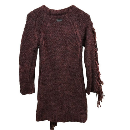 DIESEL ディーゼル フリンジ モヘヤニット チュニックワンピース レディース 秋冬 フリンジ モヘヤニット ダークレッド XS 中古 1
