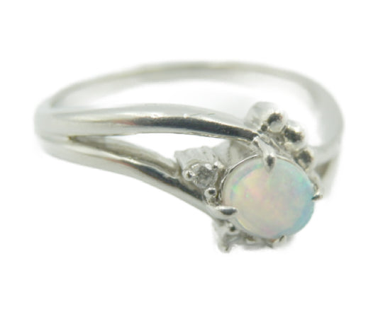 Pｔ900 ダイヤモンド 0.01ｃt 天然 オパール リング 11号 中古 1