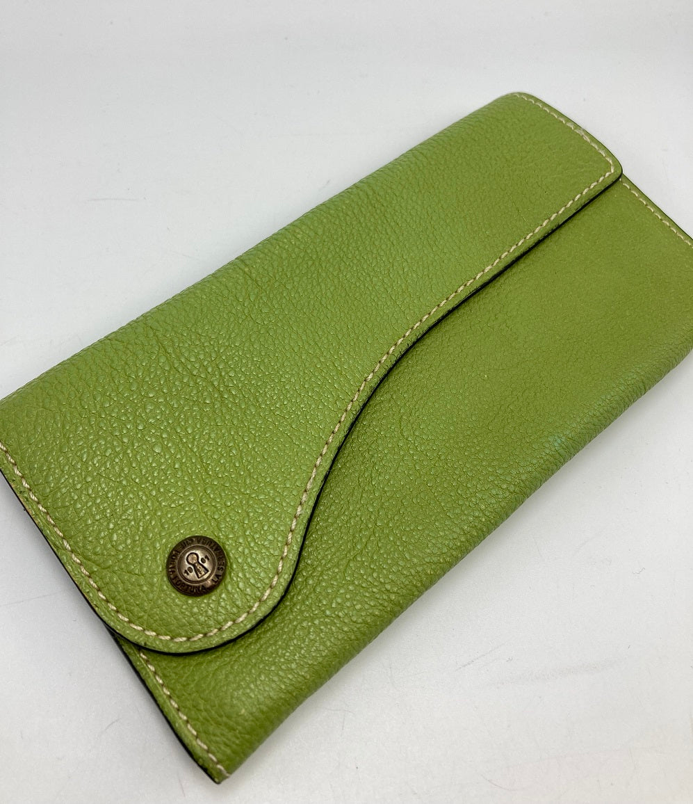 SERRATURA セッラトゥラ レザー 長財布 かぶせ蓋 ホック メンズ グリーン 中古 4