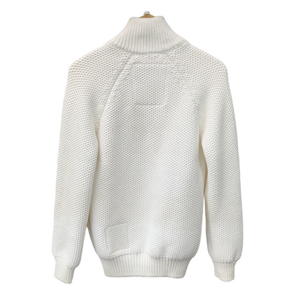 EMPORIO ARMANI ニット トップス メンズ 春 コットン ホワイト XSサイズ 3K1MZ1 1M5FZ トグル リサイクル素材 中古 1