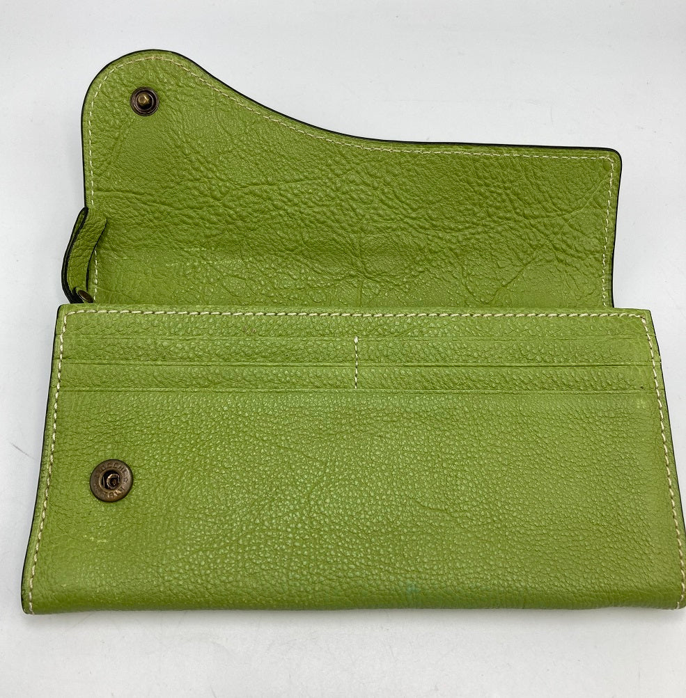 SERRATURA セッラトゥラ レザー 長財布 かぶせ蓋 ホック メンズ グリーン 中古 4
