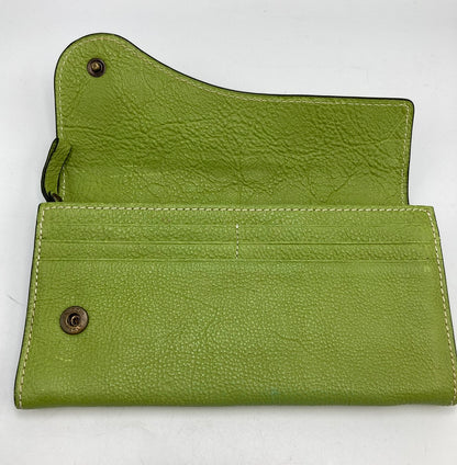 SERRATURA セッラトゥラ レザー 長財布 かぶせ蓋 ホック メンズ グリーン 中古 4