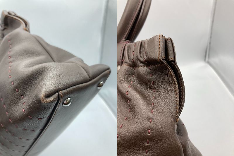Salvatore Ferragamo サルヴァトーレ・フェラガモ ステッチ レザーハンドバッグ AQ-21 4844 中古 4