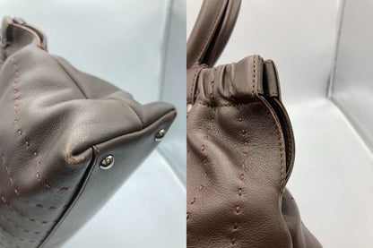 Salvatore Ferragamo サルヴァトーレ・フェラガモ ステッチ レザーハンドバッグ AQ-21 4844 中古 4
