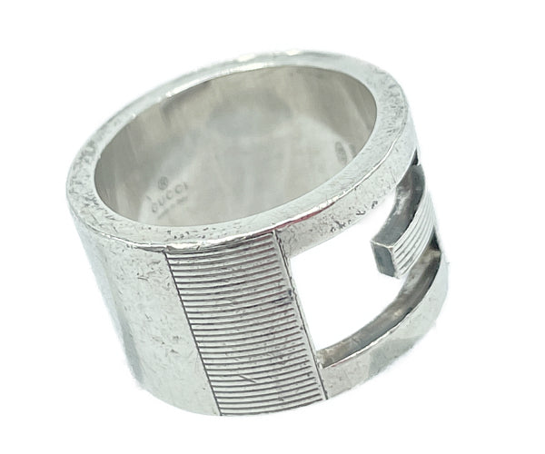 GUCCI グッチ シルバー925 ロゴ リング 10号 中古 1