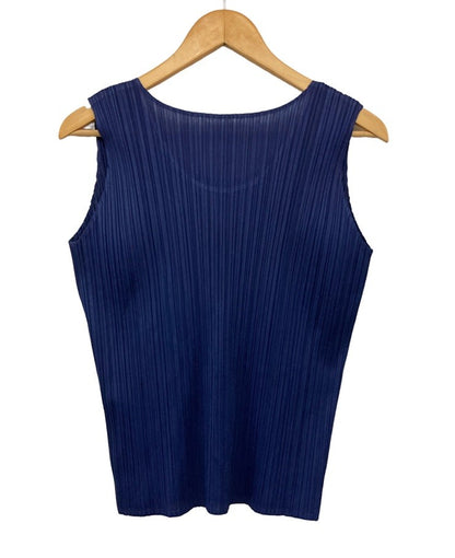 ISSEY MIYAKE イッセイミヤケ プリーツ カットソー ノースリーブ サイズM ネイビー 中古 D4