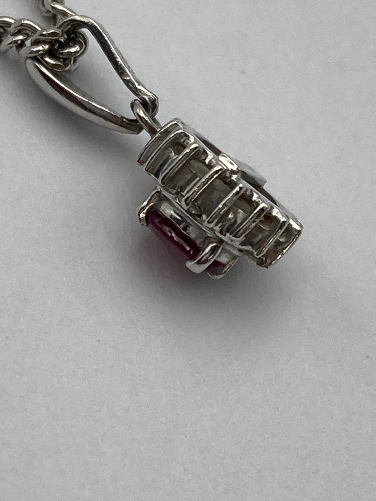 Pt900/850 パープル石 メレダイヤ プラチナネックレス 中古 4