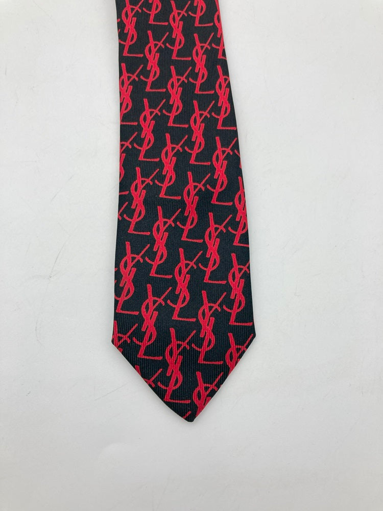 YVES SAINT LAURENT イヴサンローラン 総柄 シルク ネクタイ 中古 4