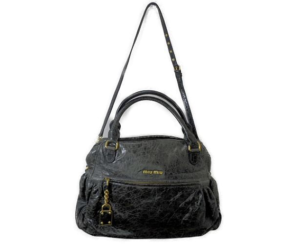 miu miu ミュウミュウ ラムスキン 2way ハンドバッグ 中古 1
