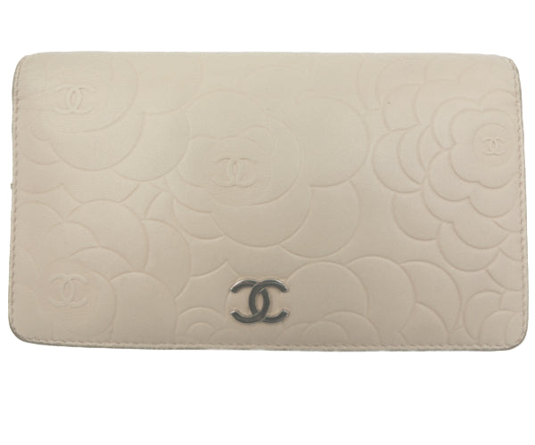 CHANEL/シャネル カメリア レザー 二つ折り財布 中古 1
