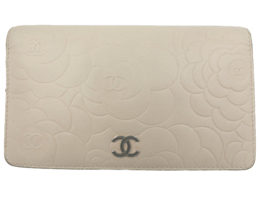 CHANEL/シャネル カメリア レザー 二つ折り財布 中古 1