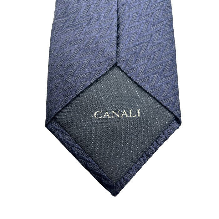 未使用品 CANALI カナーリ シルク 100％ ネクタイ メンズ ビジネス 服飾小物 ネイビー 中古 W４