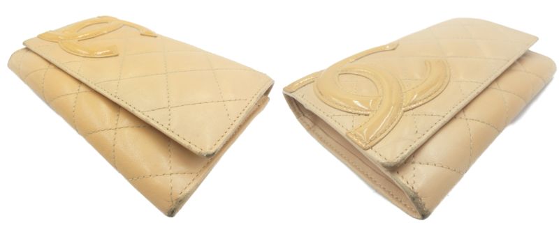 CHANEL シャネル カンボンライン レザー 二つ折り財布 中古 1