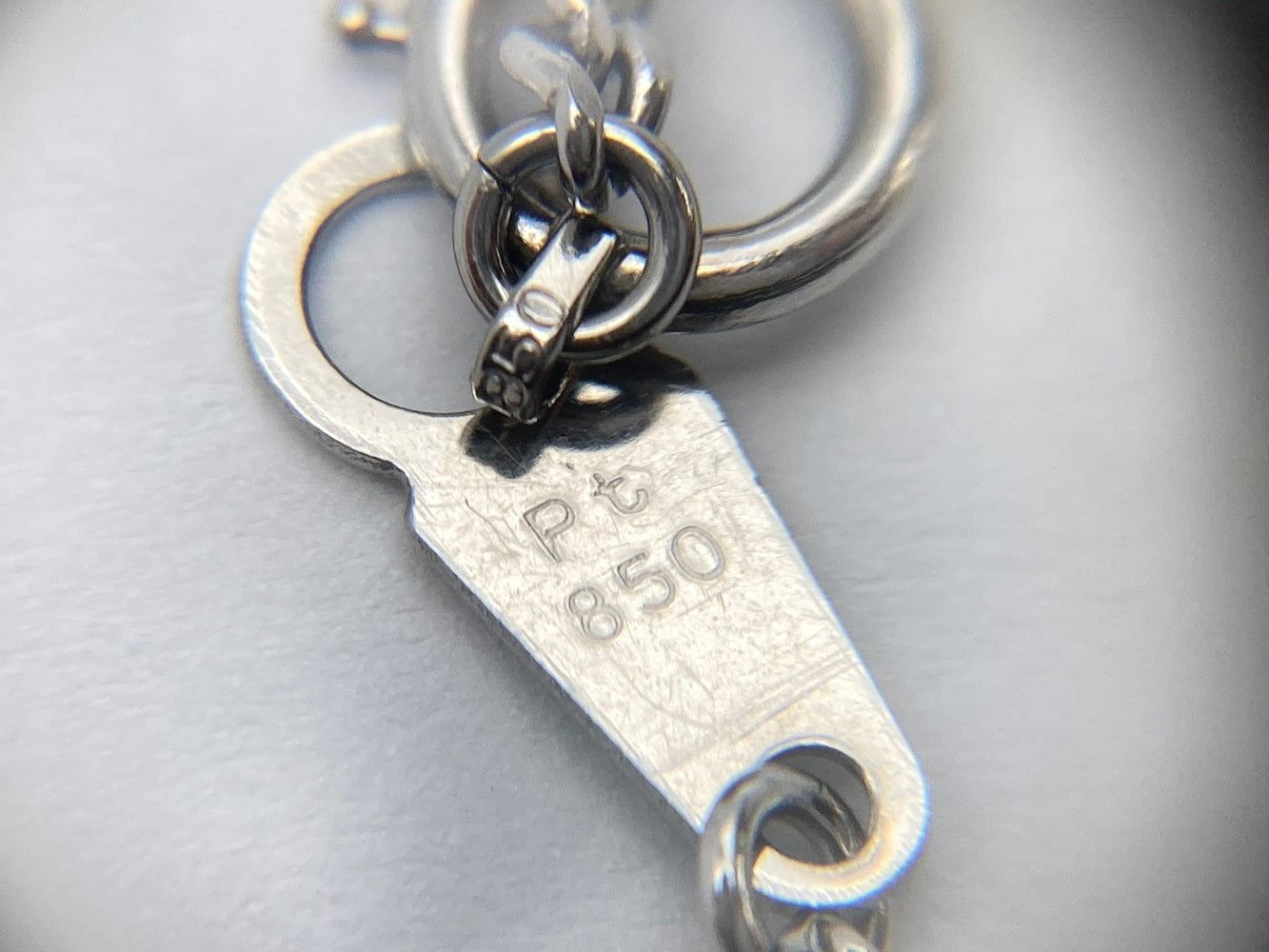 Pt900/850 パープル石 メレダイヤ プラチナネックレス 中古 4