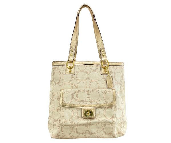 COACH コーチ ペネロピリネン シグネチャー トートバッグ 中古 1