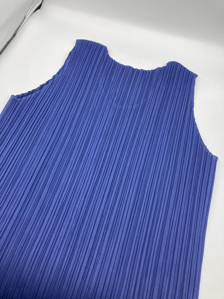 ISSEY MIYAKE イッセイミヤケ プリーツ カットソー ノースリーブ サイズM ネイビー 中古 D4