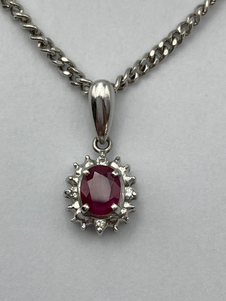 Pt900/850 パープル石 メレダイヤ プラチナネックレス 中古 4