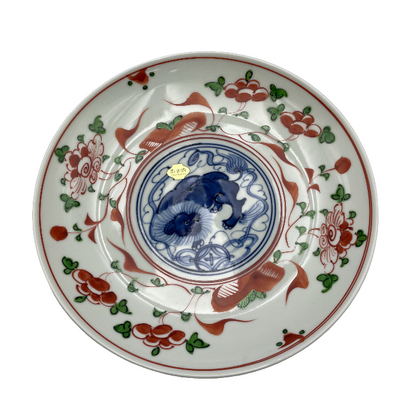 平安松泉 赤絵玉取獅子 皿 清水焼 中古 4