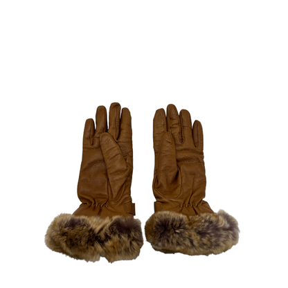 Sermoneta gloves サーモネータ グローブ レザー カシミヤ 手袋 レディース 冬 おしゃれ かわいい ブラウン 中古 W４
