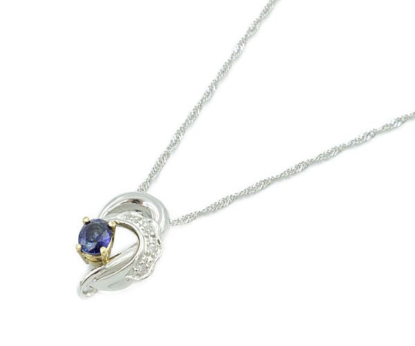 pt900 K18 ダイヤ0.05ct サファイヤ 0.52ct pt850 ネックレス 中古 1