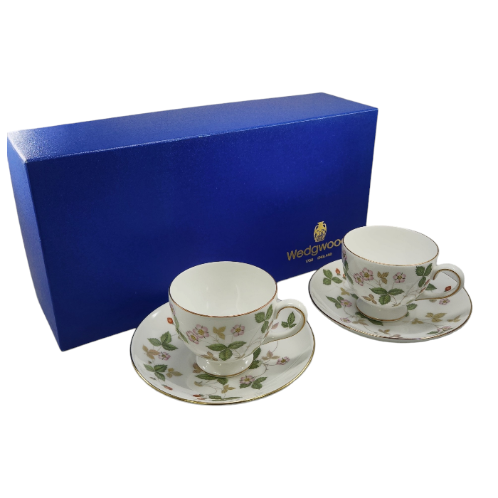 WEDGWOOD ウェッジウッド ワイルドストロベリー カップ＆ソーサー ペア 2客セット 中古 1