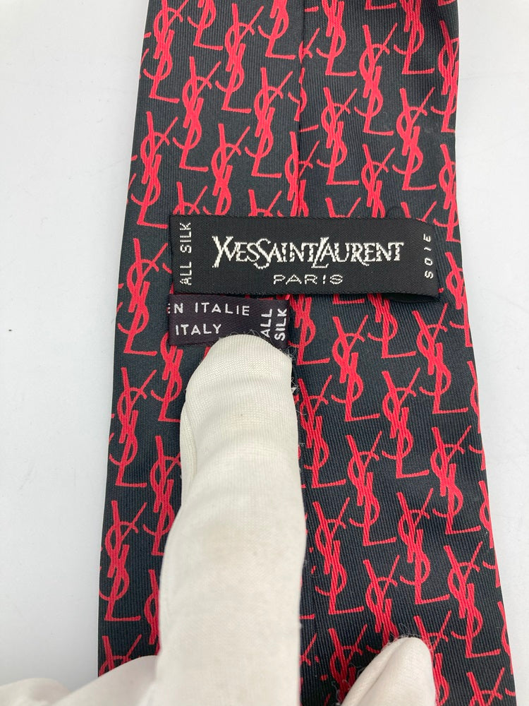 YVES SAINT LAURENT イヴサンローラン 総柄 シルク ネクタイ 中古 4