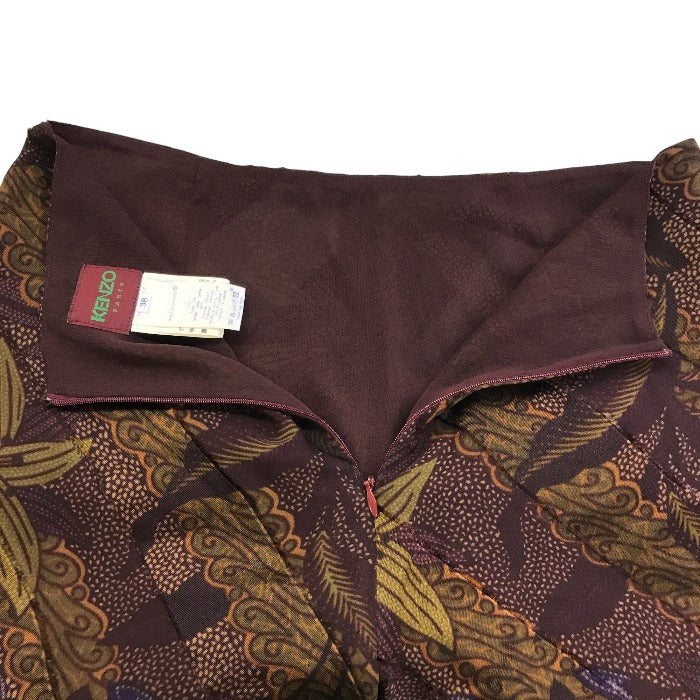 KENZO ケンゾー シルク混 ブラウン系総柄 レディースパンツ M 中古 1