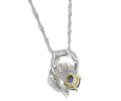 pt900 K18 ダイヤ0.05ct サファイヤ 0.52ct pt850 ネックレス 中古 1