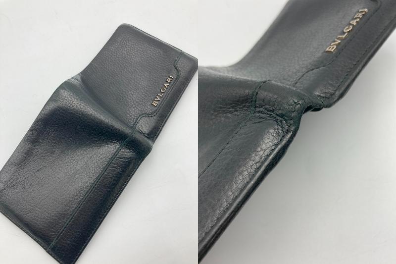 BVLGARI ブルガリ アーバン 2つ折り財布 小銭入れ無し カーフ ブラック 33401 中古 4