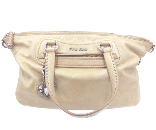 miu miu ミュウミュウ ハートチャーム レザー ハンドバッグ 中古 1