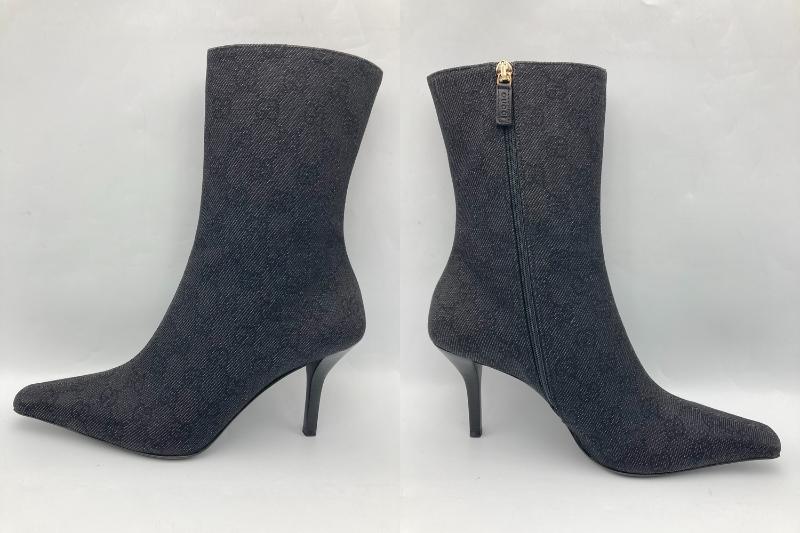 GUCCI グッチ GGキャンバス ショートブーツ レディース サイドジップ ハイヒール 158914 中古 4